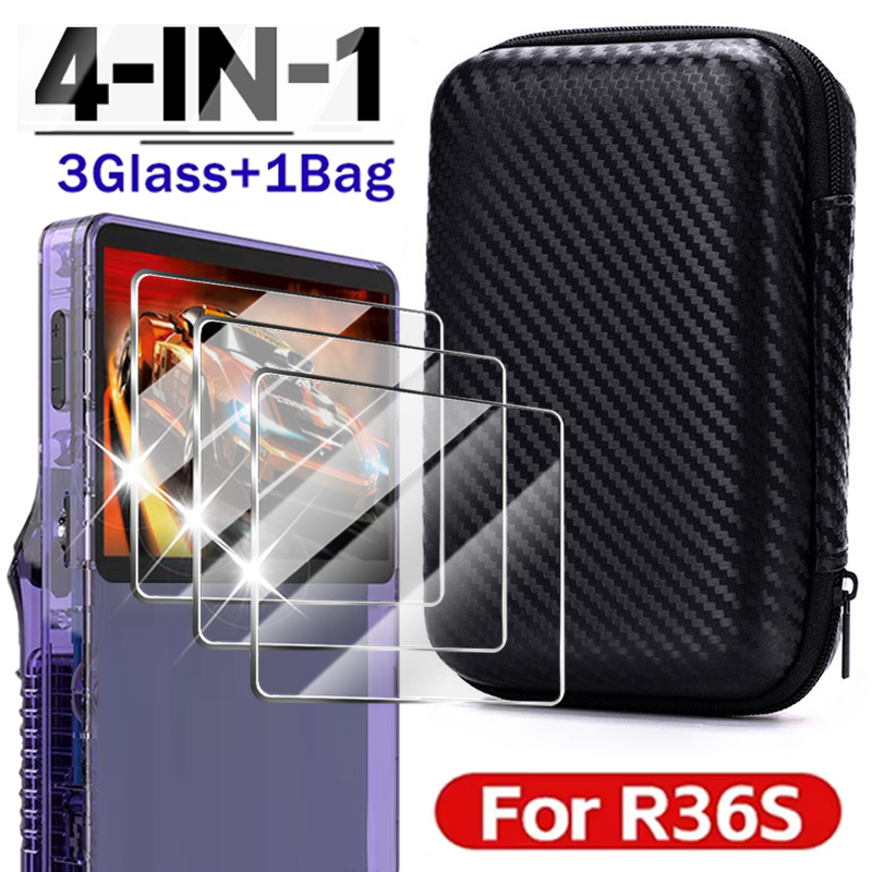 Gaming Console R36S - 4 IN 1 Case + Glas