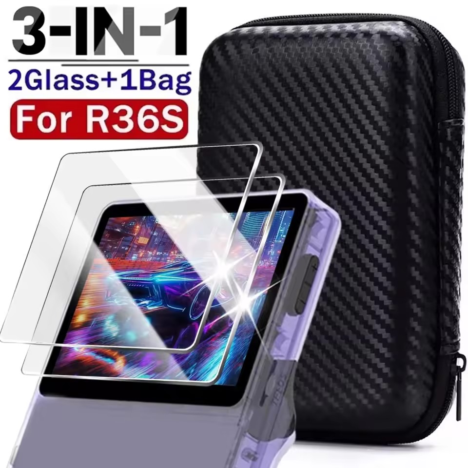 3-in-1 draagtas met gehard gla - Gaming Console R36S recensie en prijs